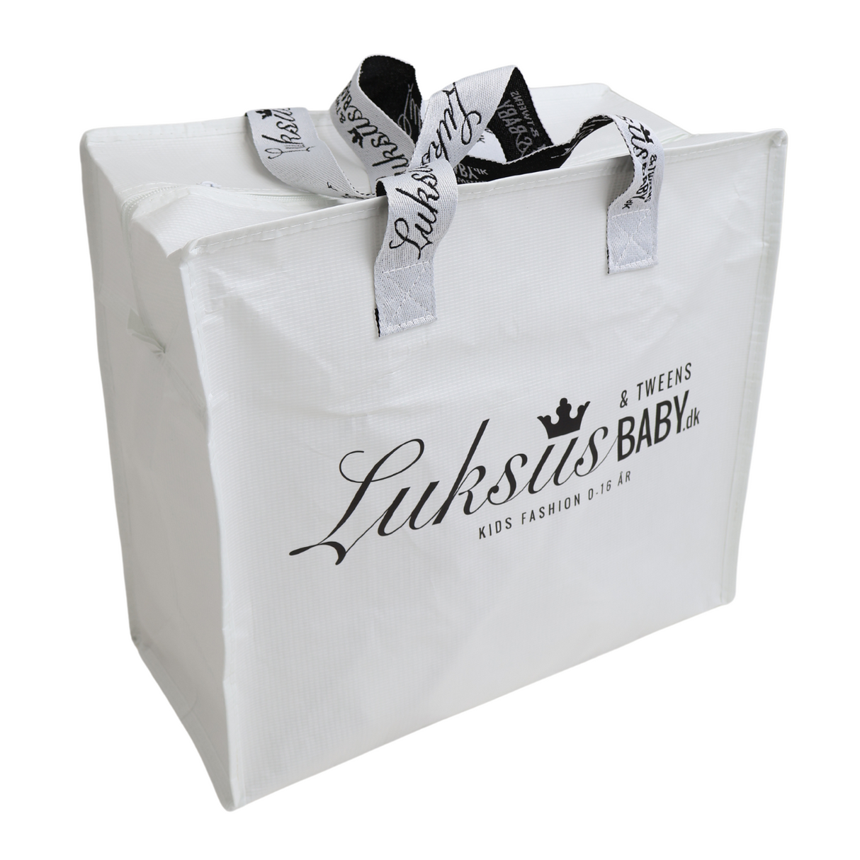 Luksusbaby återanvändbar väska för barn med dragkedja vit
