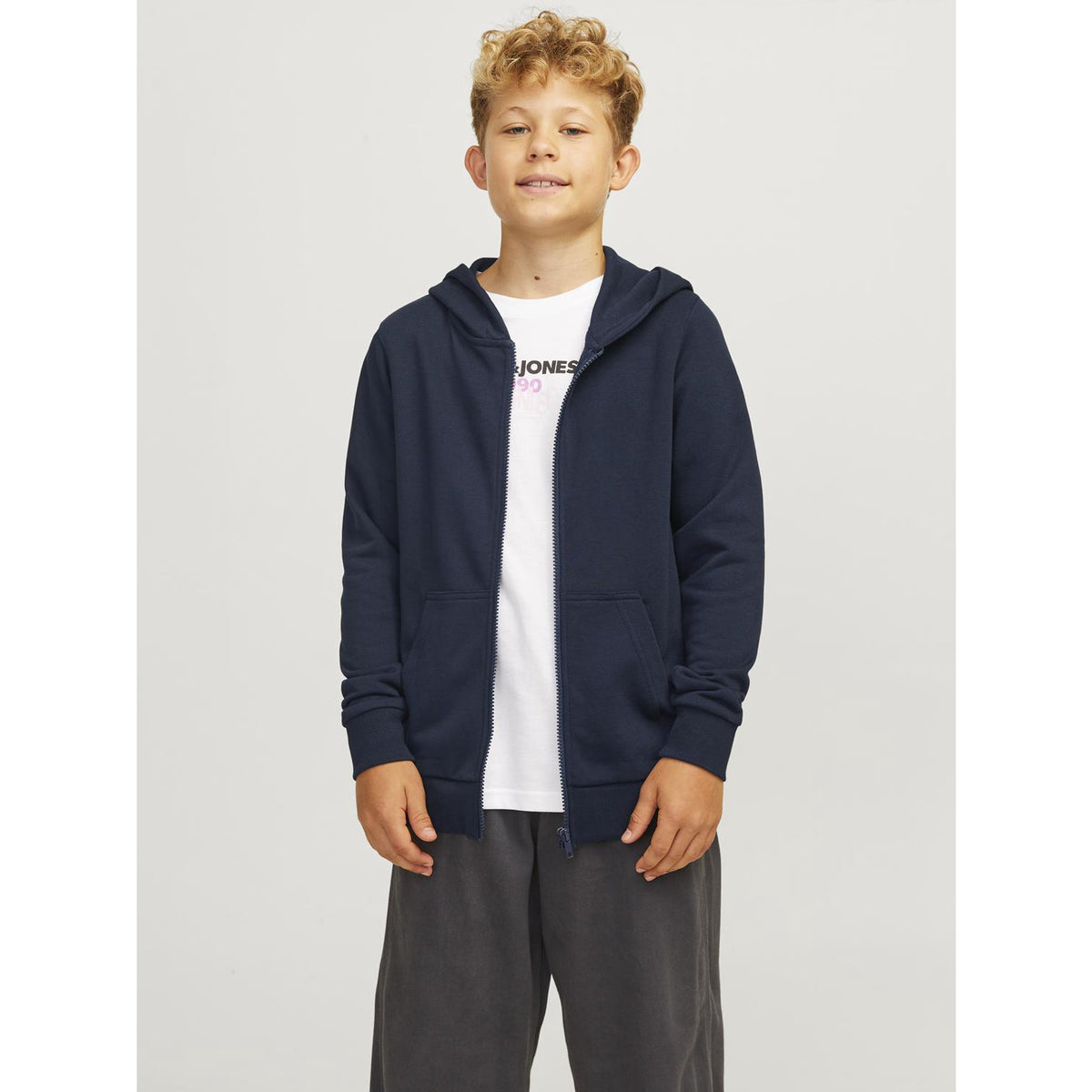 Jack & Jones Navy Blazer Jjebradley Sweat Zip Huva Noos Jnr