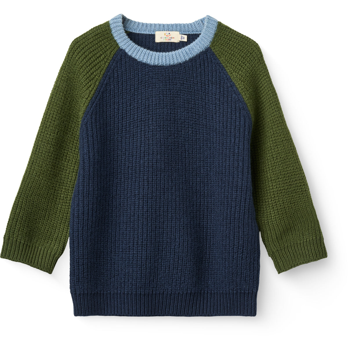 COPENHAGEN COLORS Navy Comb. Merino Rib Stickad Blus