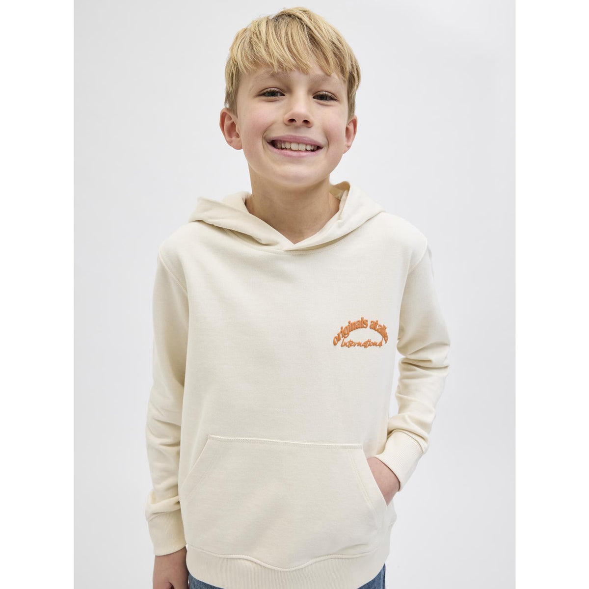 Jack & Jones Antique White Jwhparos Type Sweat Huva Back Jnr