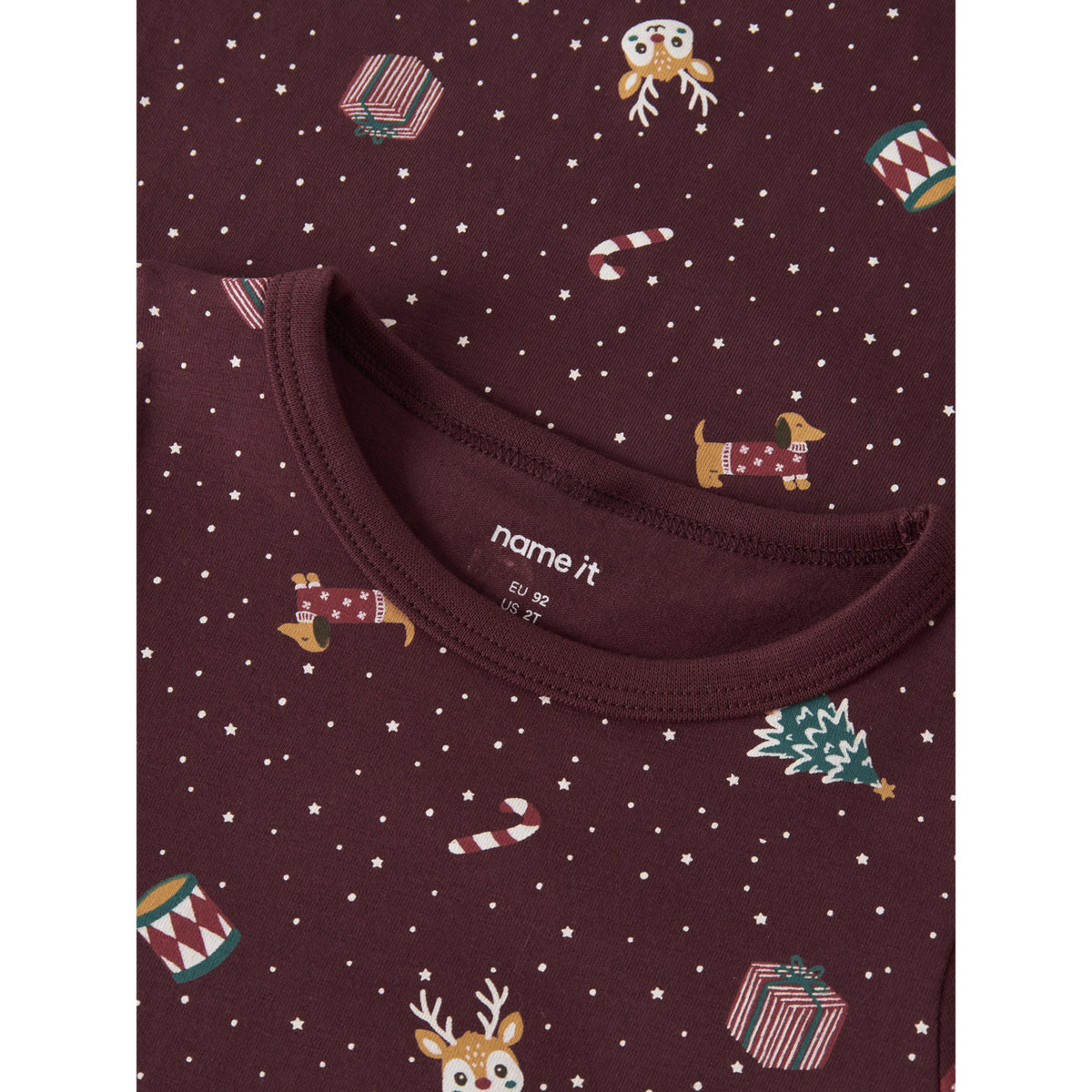 Name It Burgundy Christmas Nmfvismas Ls Natklänning