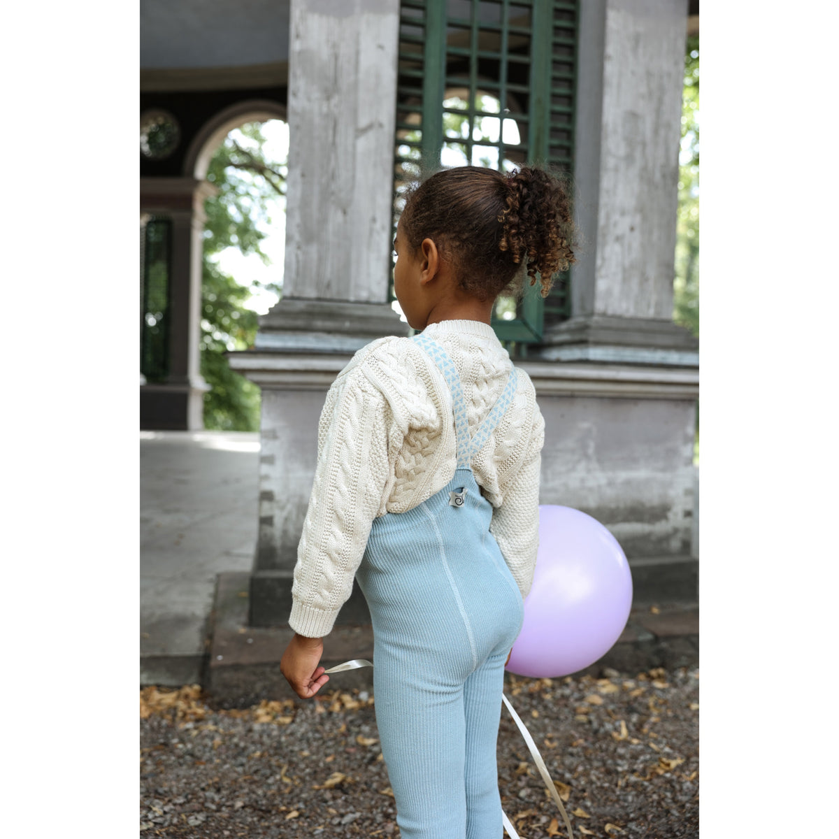 Silly Silas Footless Bomull Strumpbyxar Med Braces Misty Blue Patterned