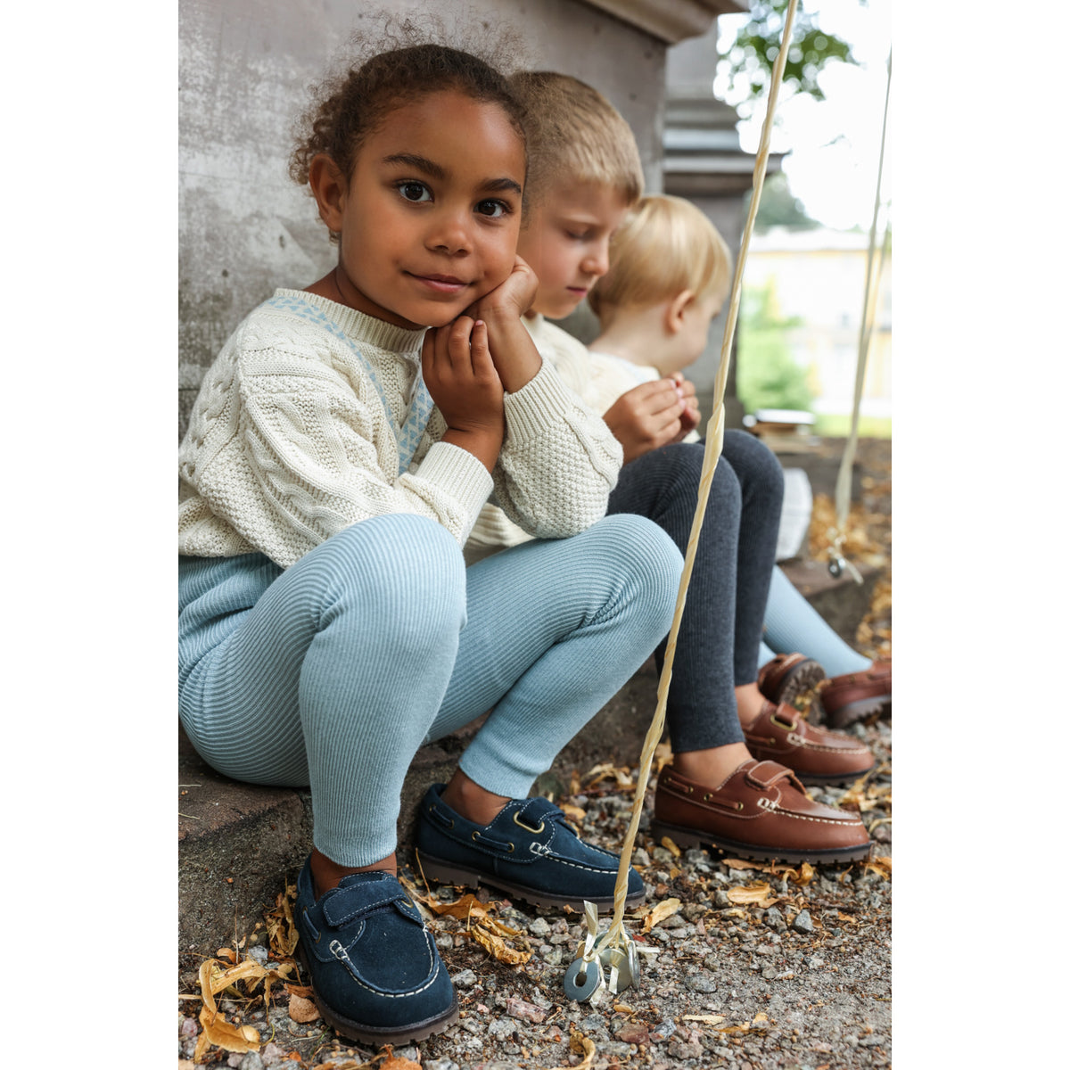 Silly Silas Footless Bomull Strumpbyxar Med Braces Misty Blue Patterned