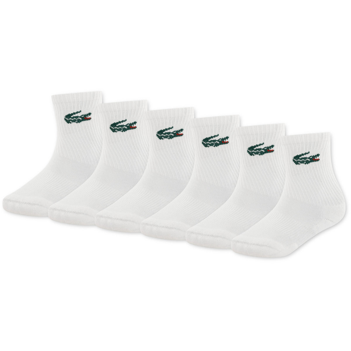 LACOSTE Blanc 6Pk Crew Strumpor