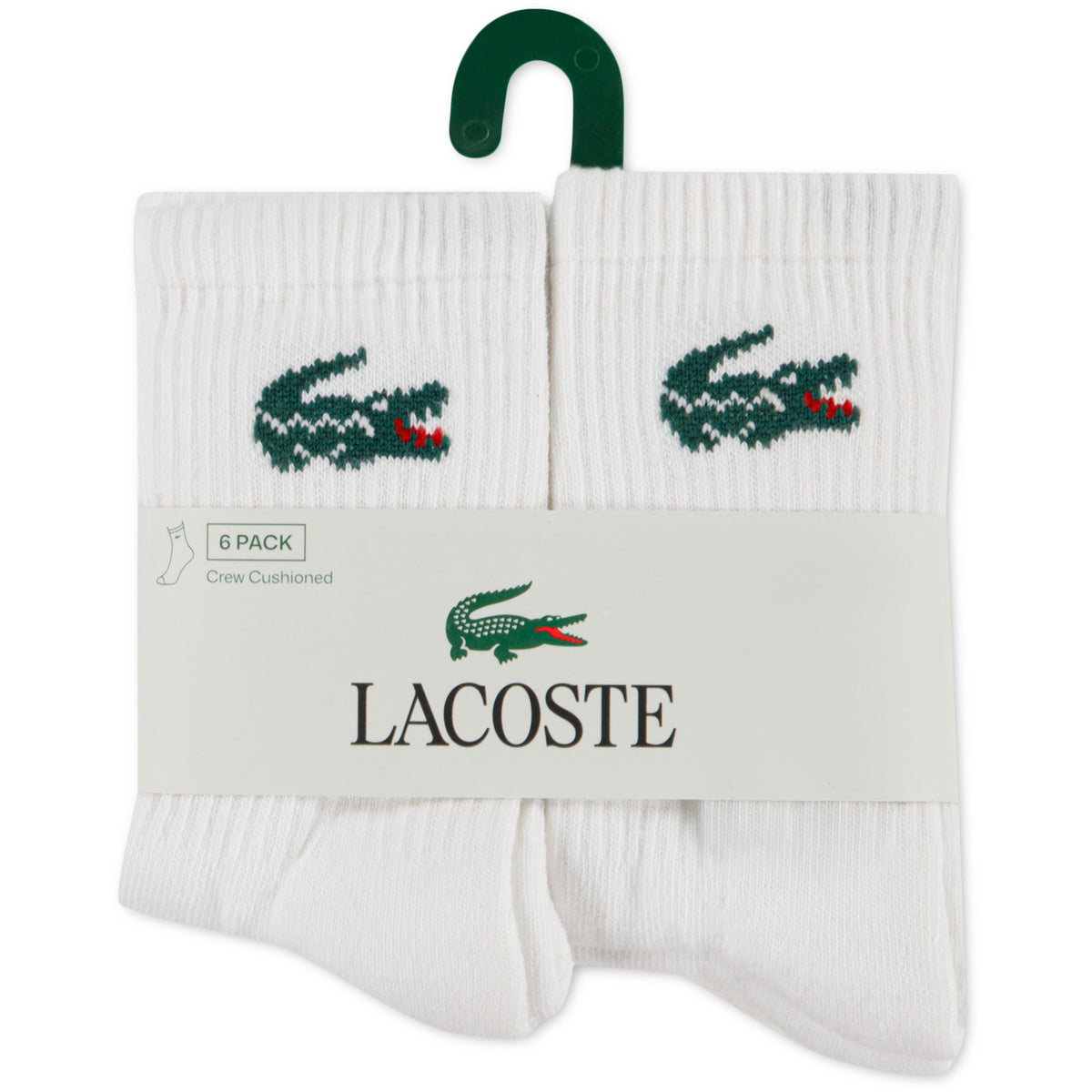 LACOSTE Blanc 6Pk Crew Strumpor