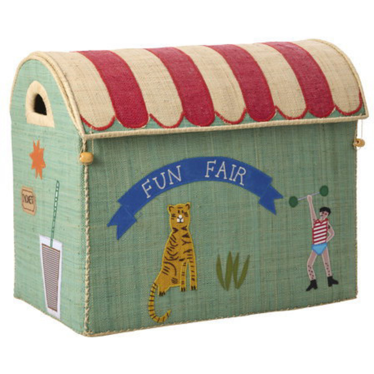 Rice Mint Fun Fair Theme Raffia Toy Baskets 3-Pack