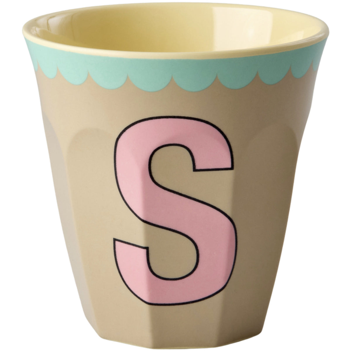Rice Melamin Kopp Med The Letter S - Vintage - Beige - Medium - 250 Ml