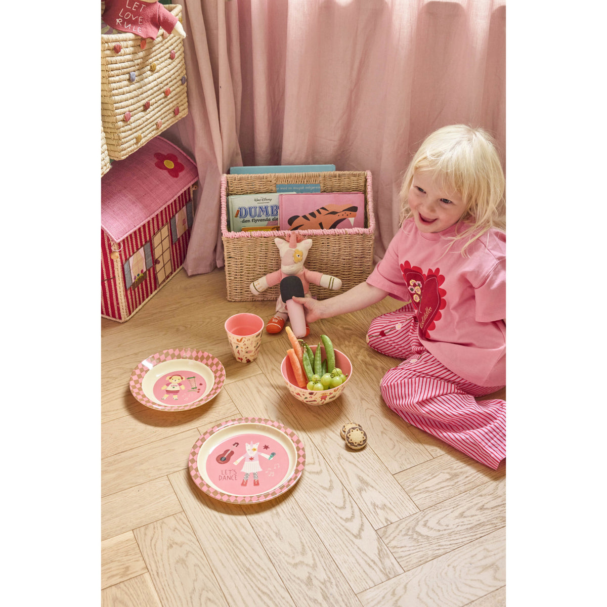 Rice Melamin Skål Med Pink Musik Band Print - Medium - 700 Ml