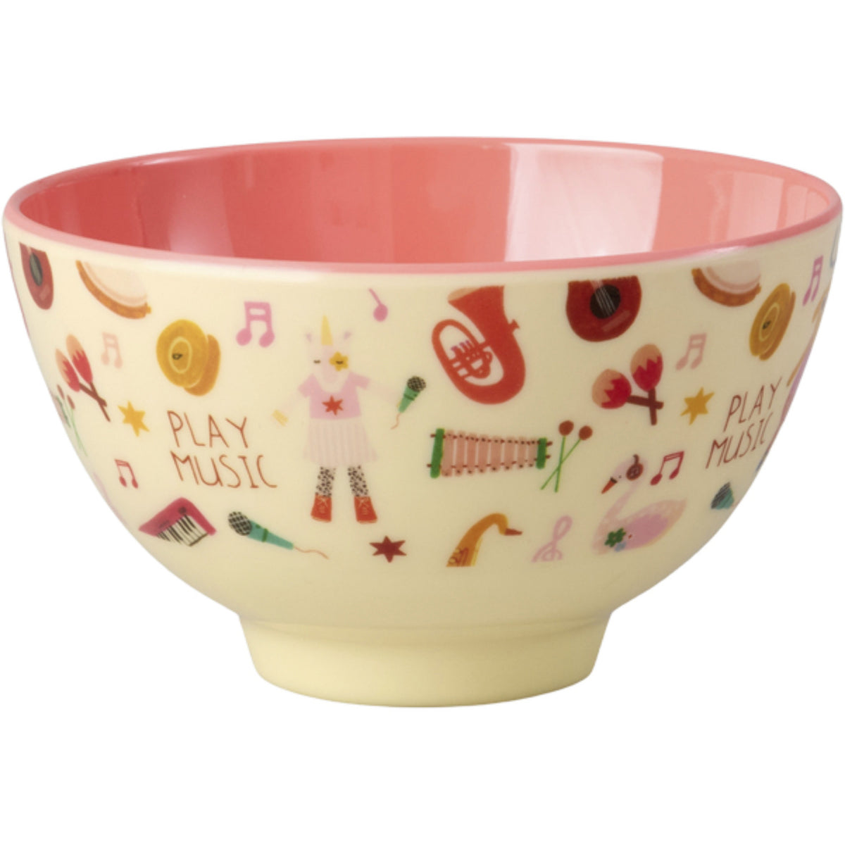 Rice Melamin Skål Med Pink Musik Band Print - Small - 300 Ml