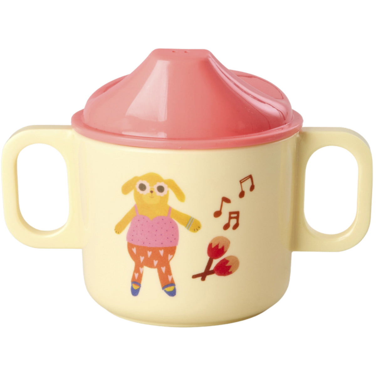 Rice Melamin 2 Handle Baby Kopp Med Pink Musik Band Print - 250 Ml