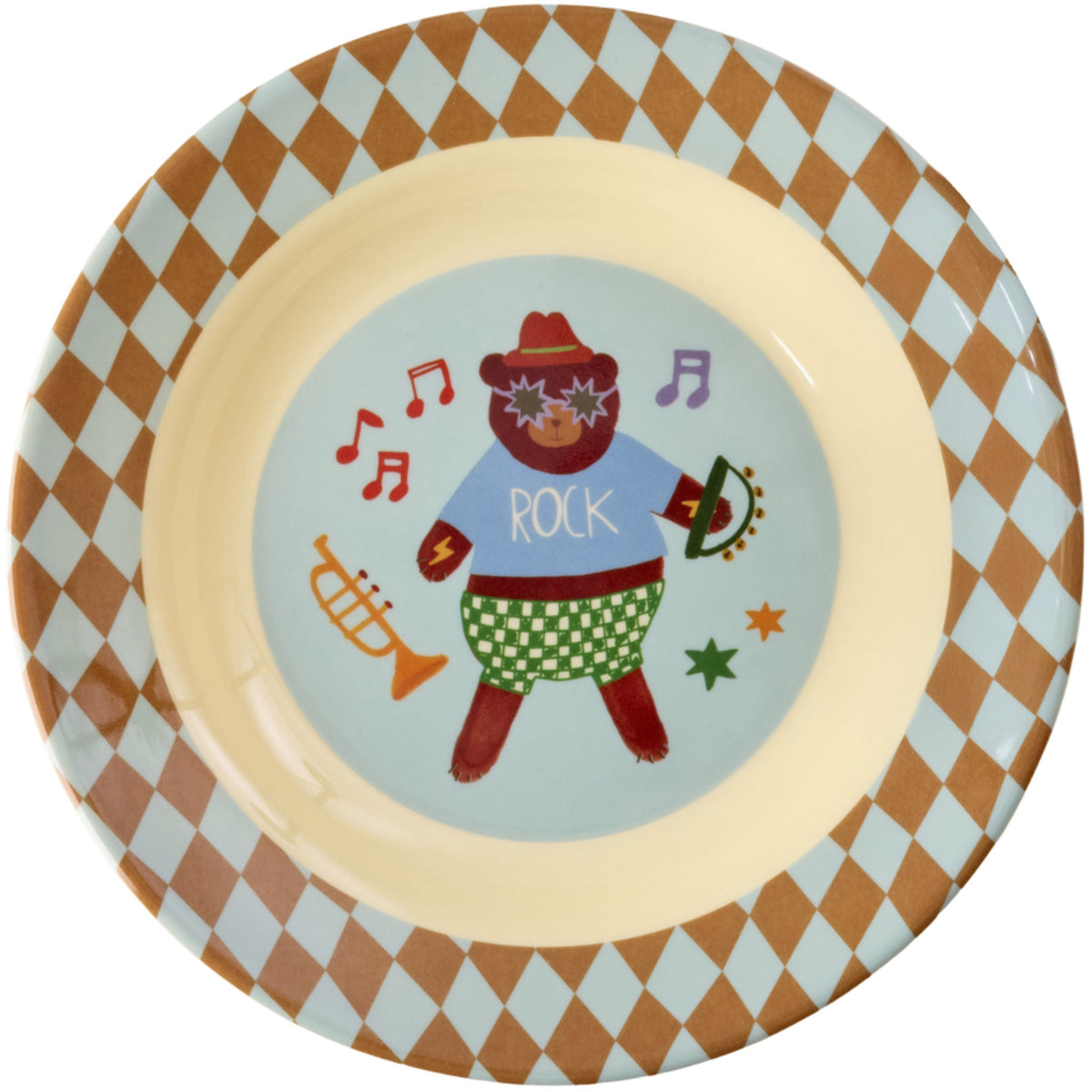 Rice Melamin Kids Skål Med Blue Musik Band Print - 250 Ml