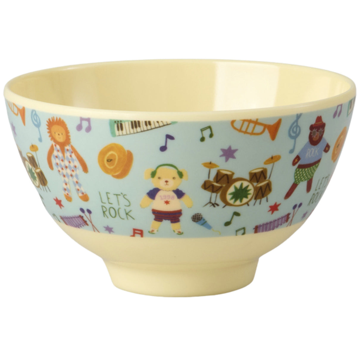 Rice Melamin Skål Med Blue Musik Band Print - Small - 300 Ml