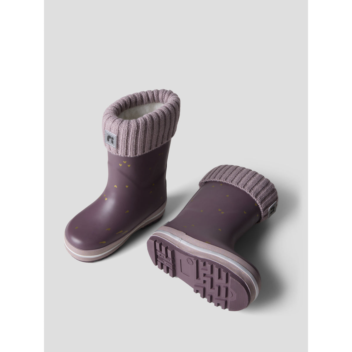 Name It Flint Gold Heart Nmfnoa Thermo Rubberboot Stickad Heart Noos