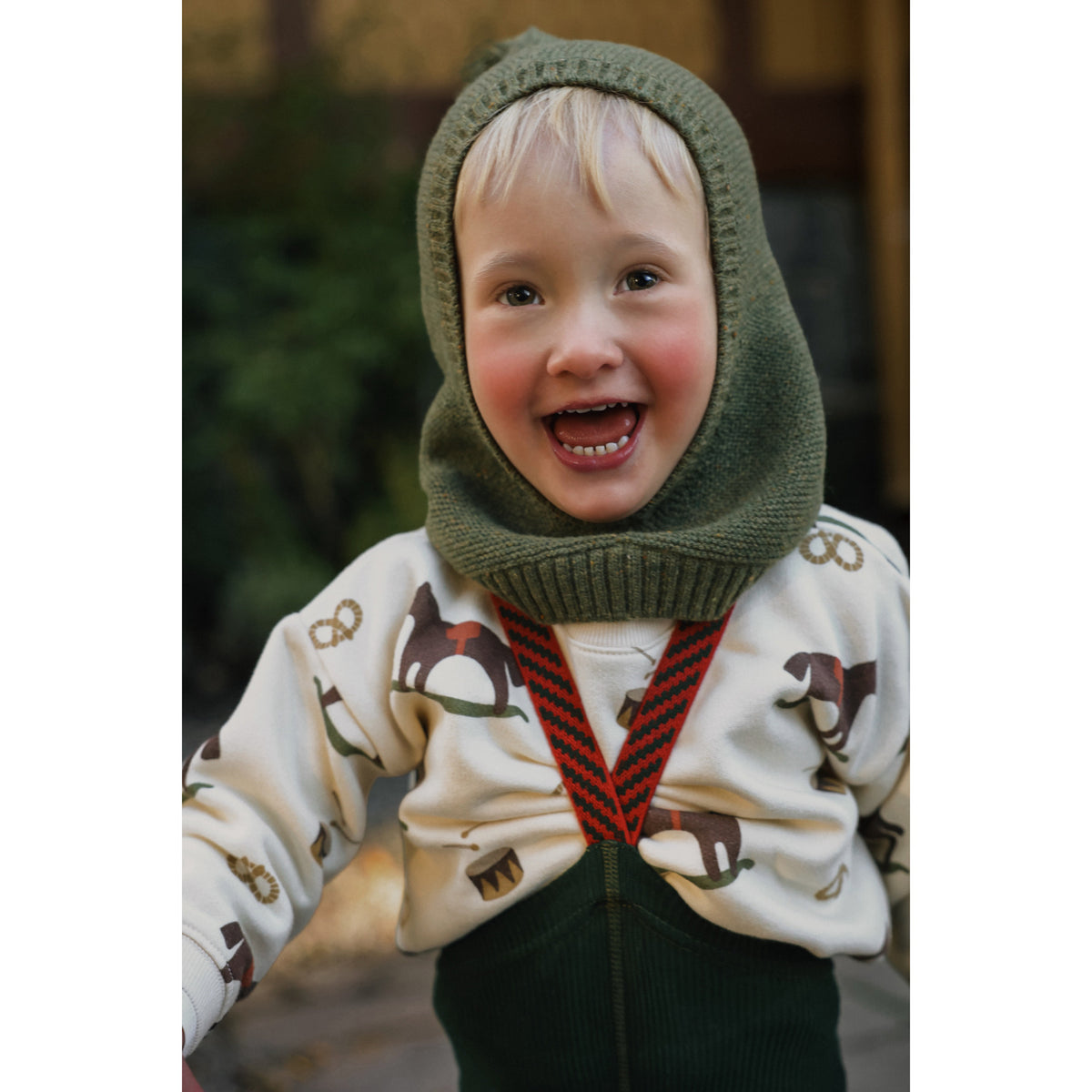 Silly Silas Footless Bomull Strumpbyxar Med Braces Dark Forest Green Christmas Patterned