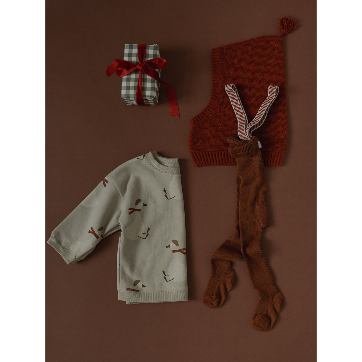Silly Silas Bomull Strumpbyxar Med Braces Cinnamon Christmas Patterned