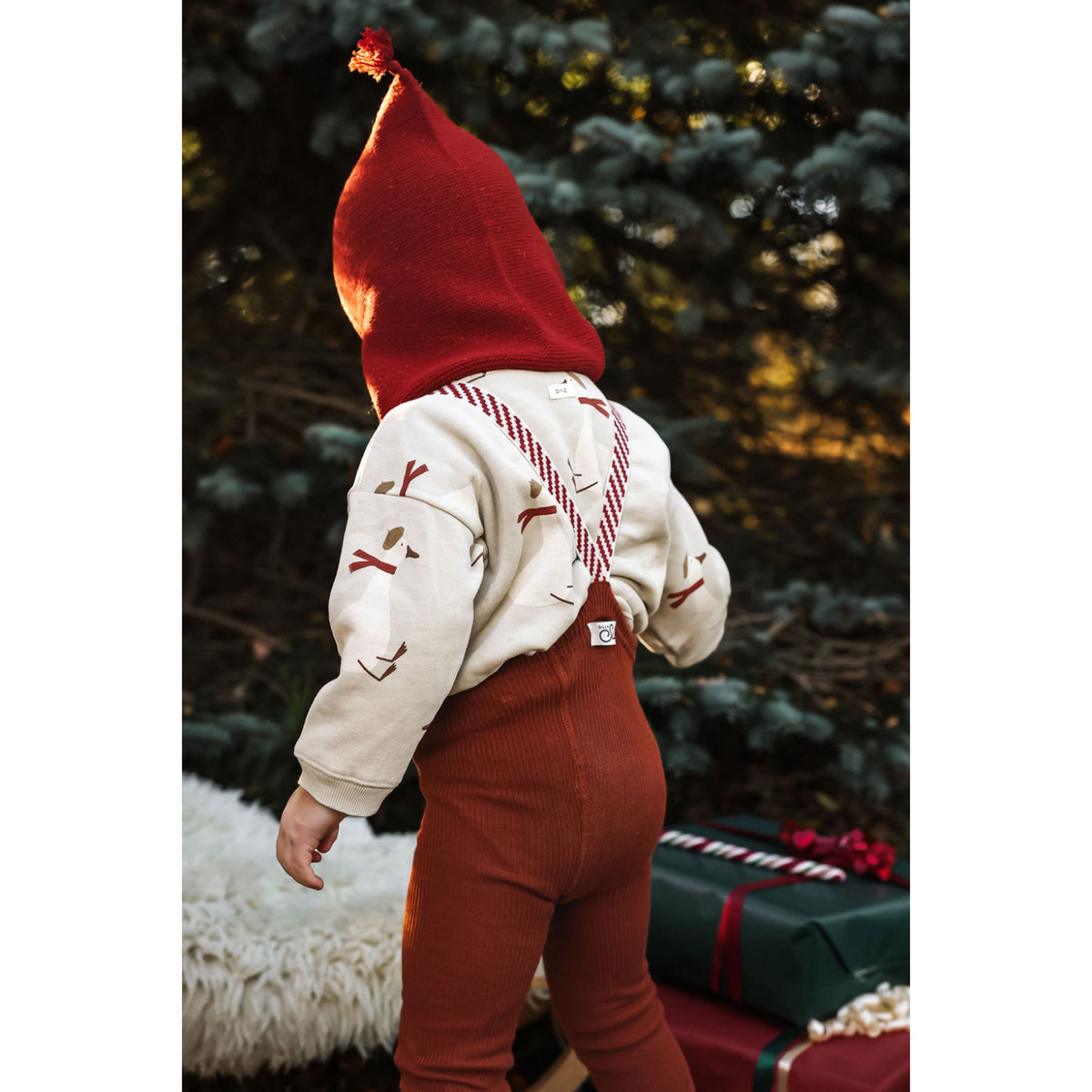 Silly Silas Bomull Strumpbyxar Med Braces Cinnamon Christmas Patterned