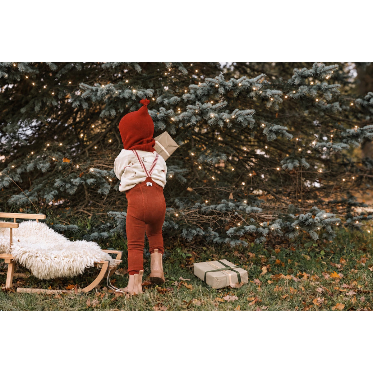 Silly Silas Bomull Strumpbyxar Med Braces Cinnamon Christmas Patterned