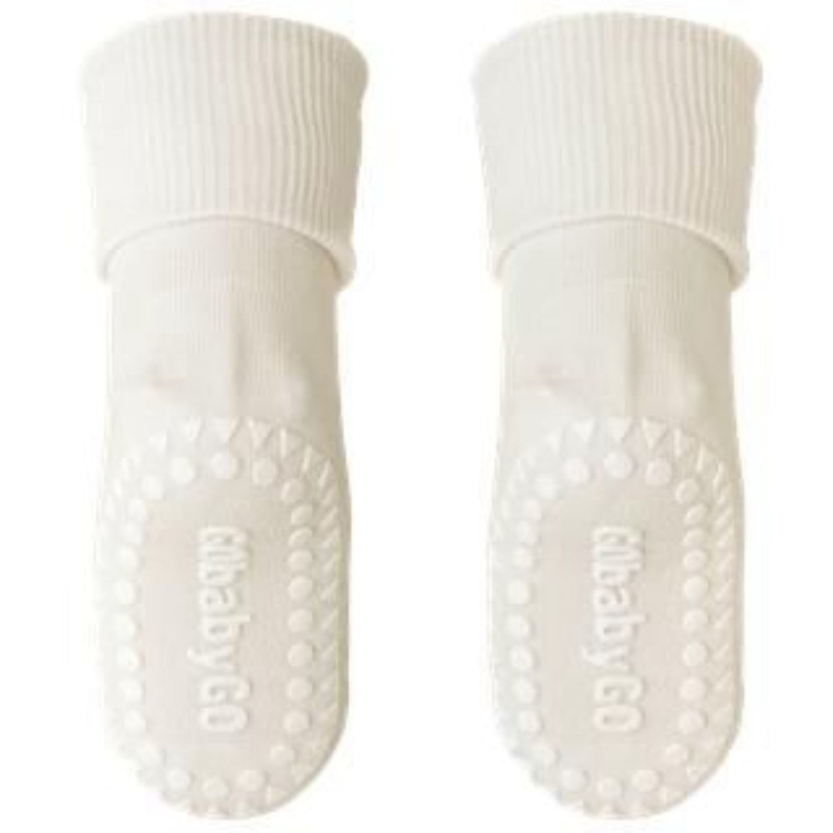 Gobabygo Off White Non Slip Strumpor Organic Bomull