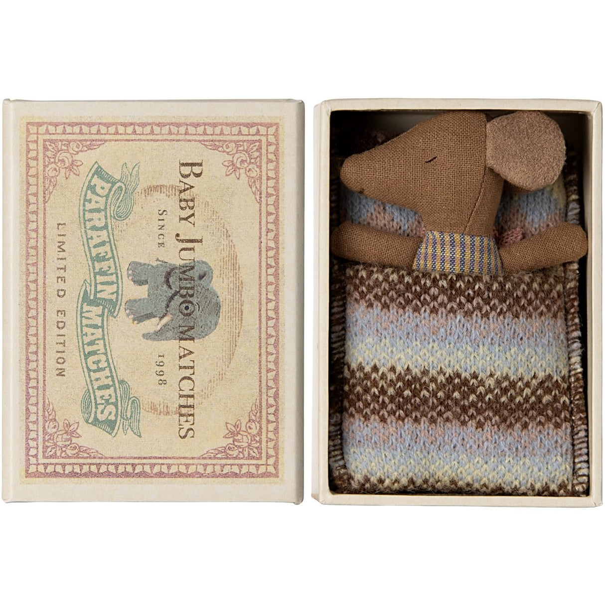 Maileg Sleepy Wakey Baby Mus i Tändsticksask - Rose