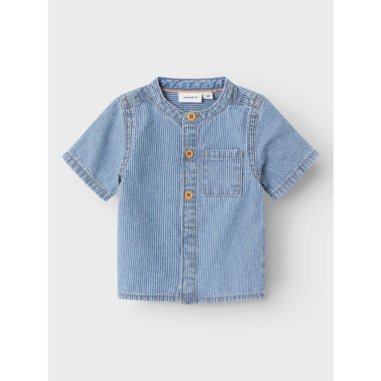 Name It Light Blue Denim Leo Stripe Denim Skjorta