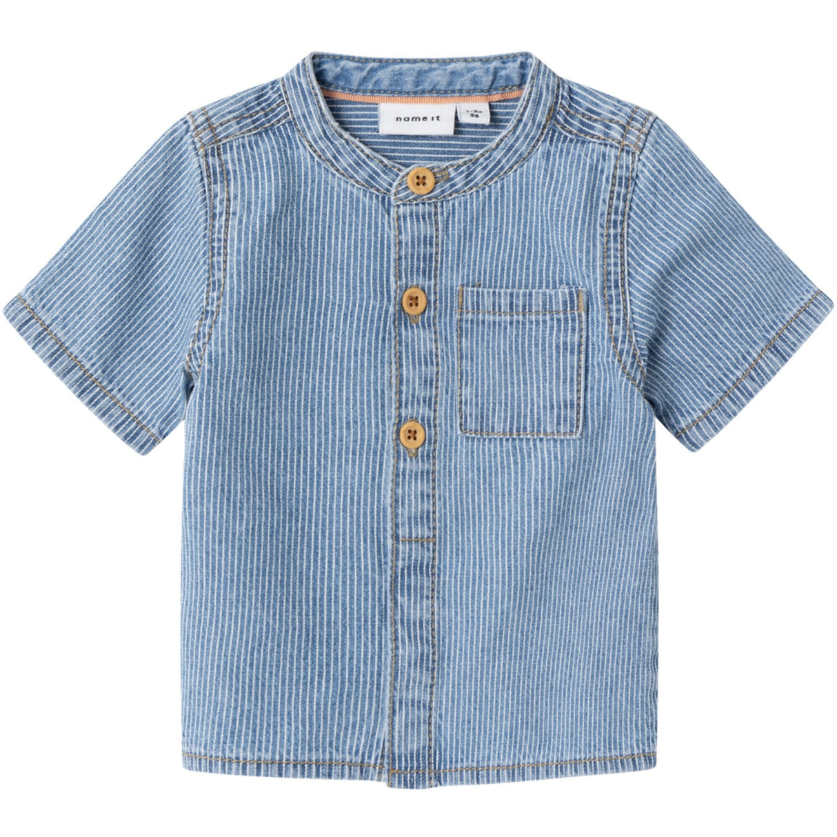 Name It Light Blue Denim Leo Stripe Denim Skjorta
