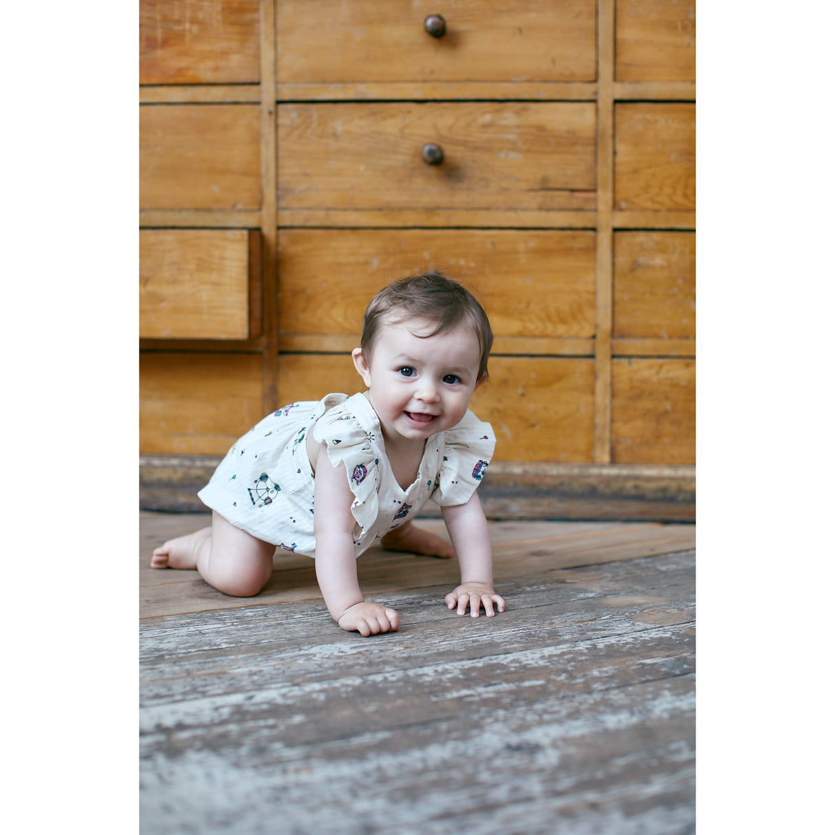 Copenhagen Colors Cream Tivoli Print Printed sparkdräkt W. Suspencers