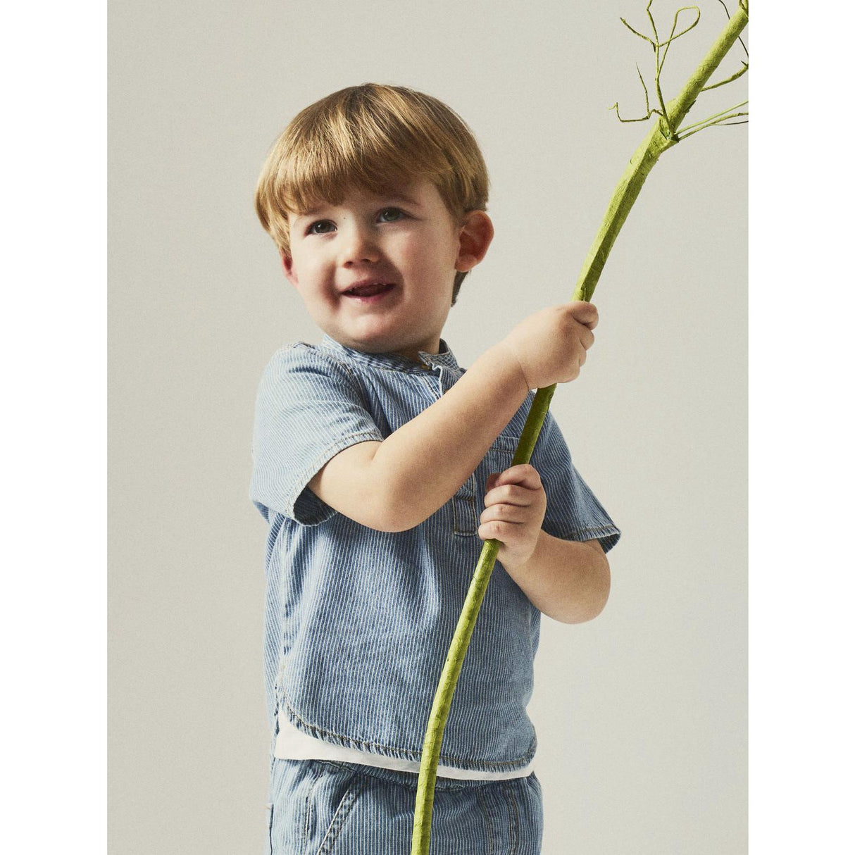 Name It Light Blue Denim White Stripe Denim Skjorta