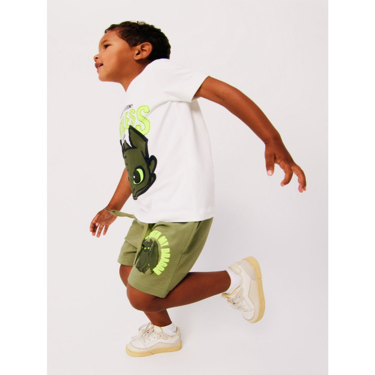 Name It Oil Green Abil Dragon Lång Sweat Shorts