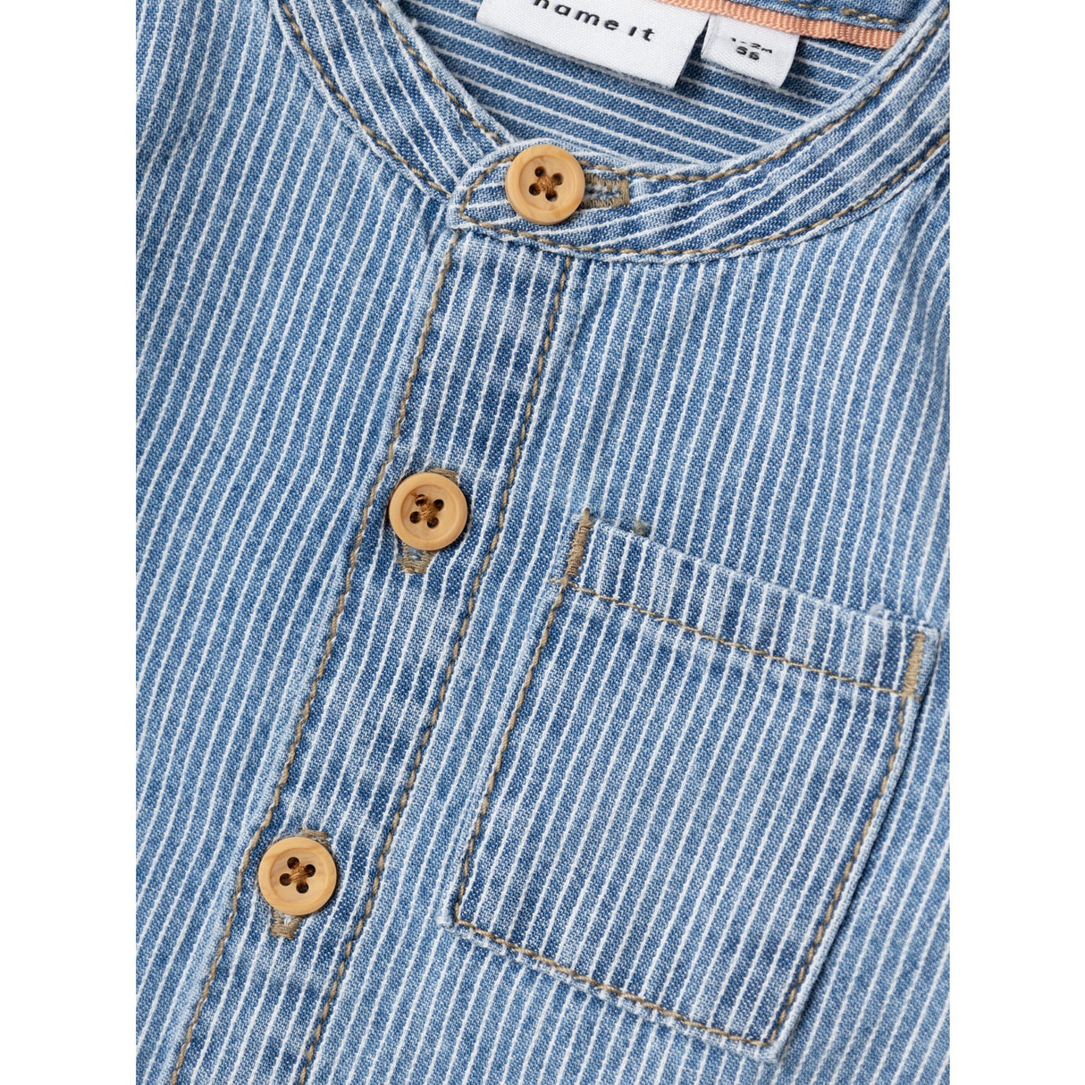 Name It Light Blue Denim Leo Stripe Denim Skjorta