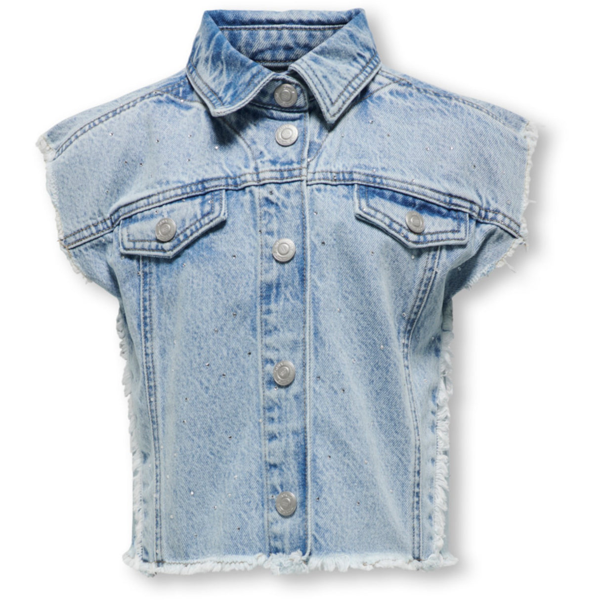 kids ONLY Light Blue Denim Cobain Rhinestone Väst Topp