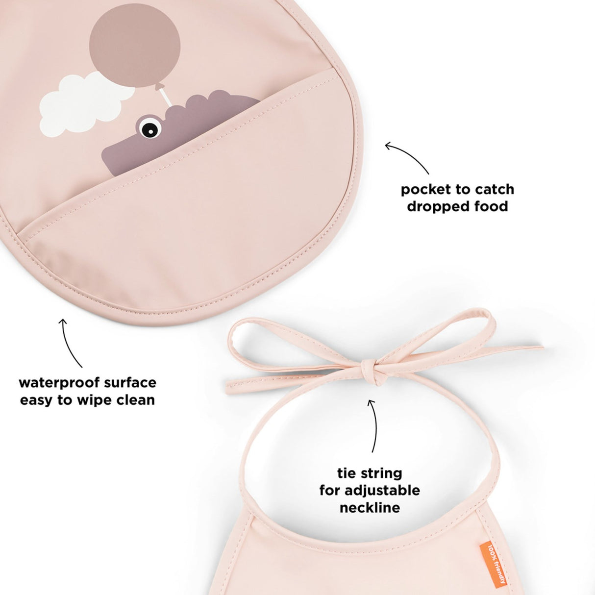 DonebyDeer Mini Haklapp m/Ficka 2 st. Happy Clouds Powder