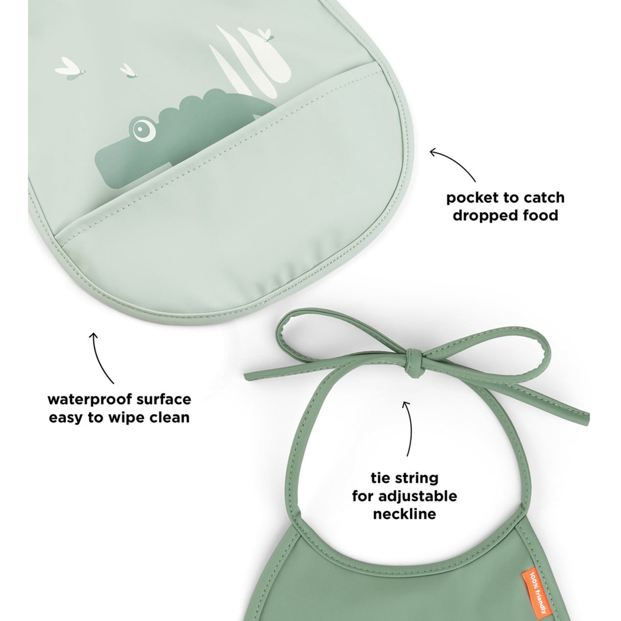 DonebyDeer Mini Haklapp m/Ficka 2 st Croco Grön