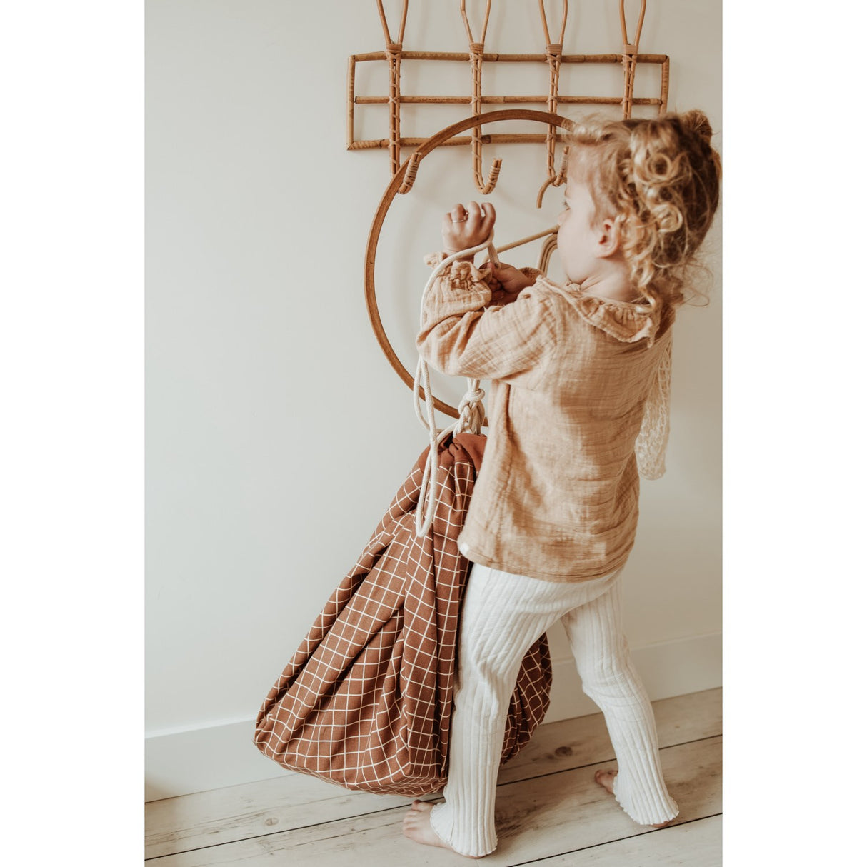 Play&Go Organic Grid Brown 2-in-1 Lek Matta