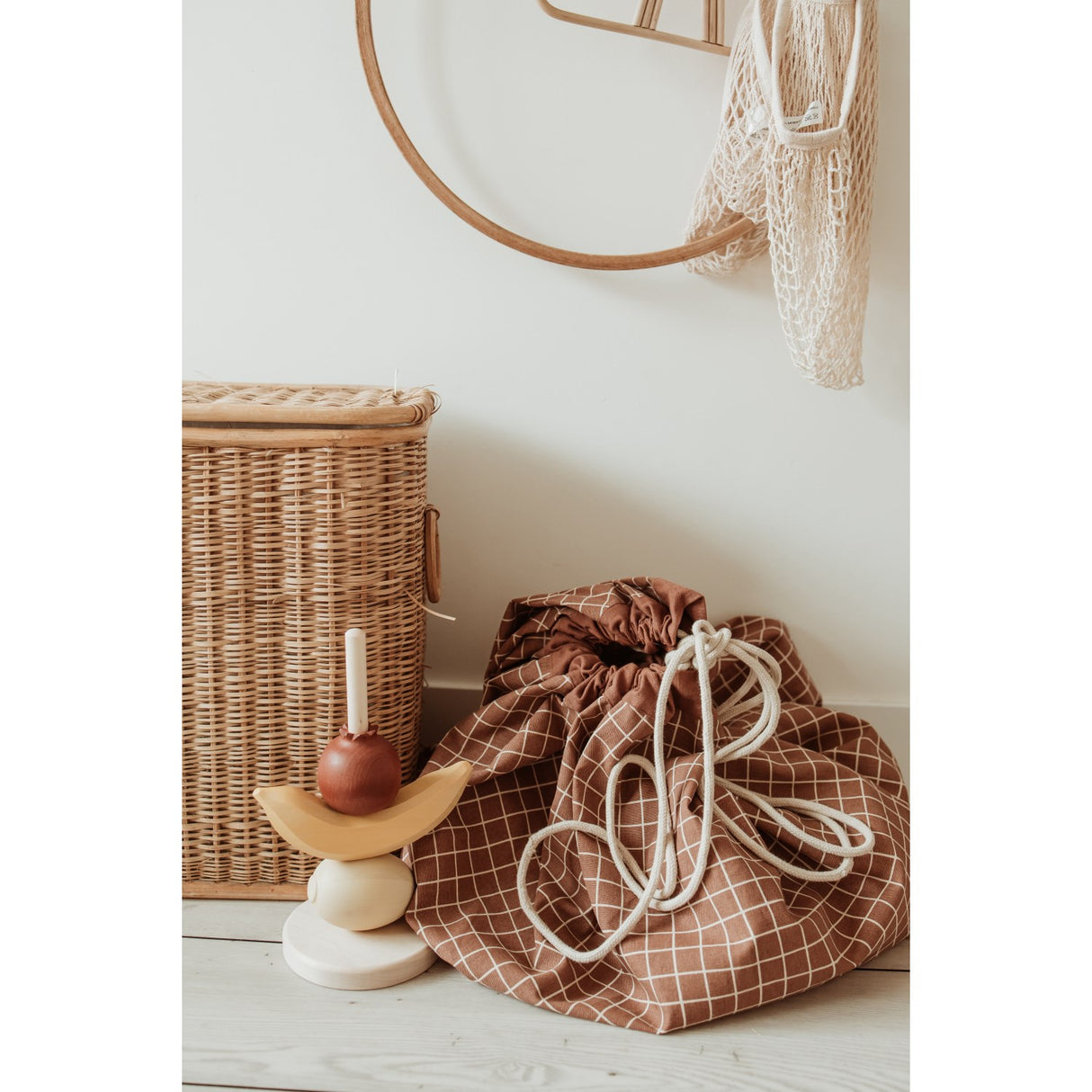 Play&Go Organic Grid Brown 2-in-1 Lek Matta