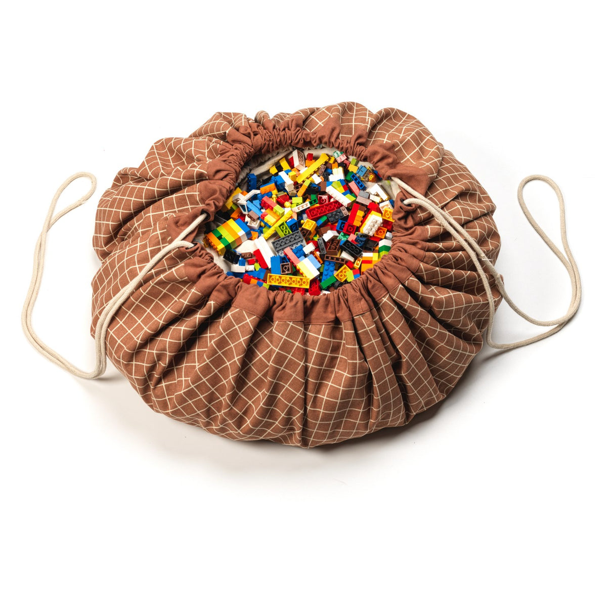 Play&Go Organic Grid Brown 2-in-1 Lek Matta