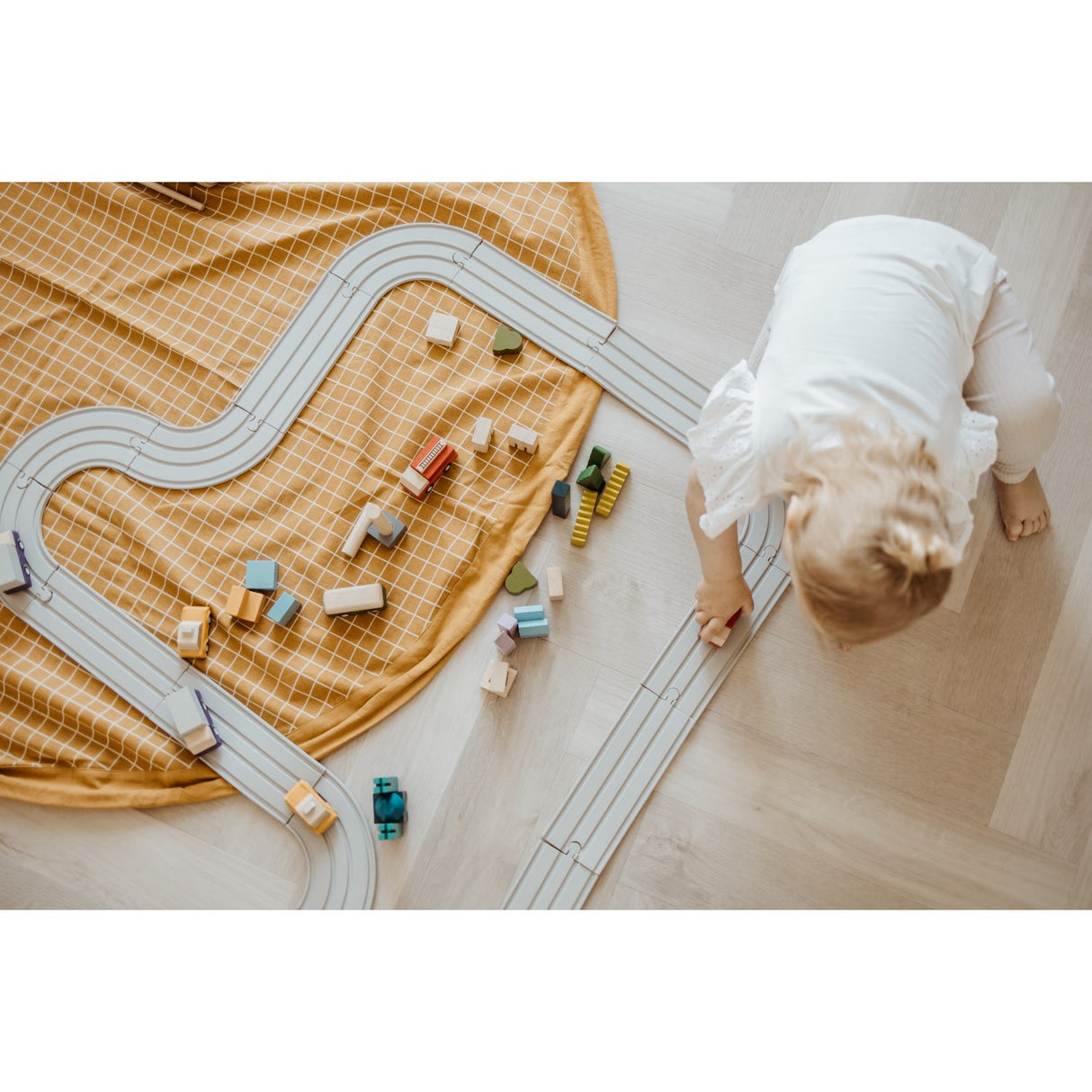 Play&Go Organic Grid Mustard 2-in-1 Lek Matta