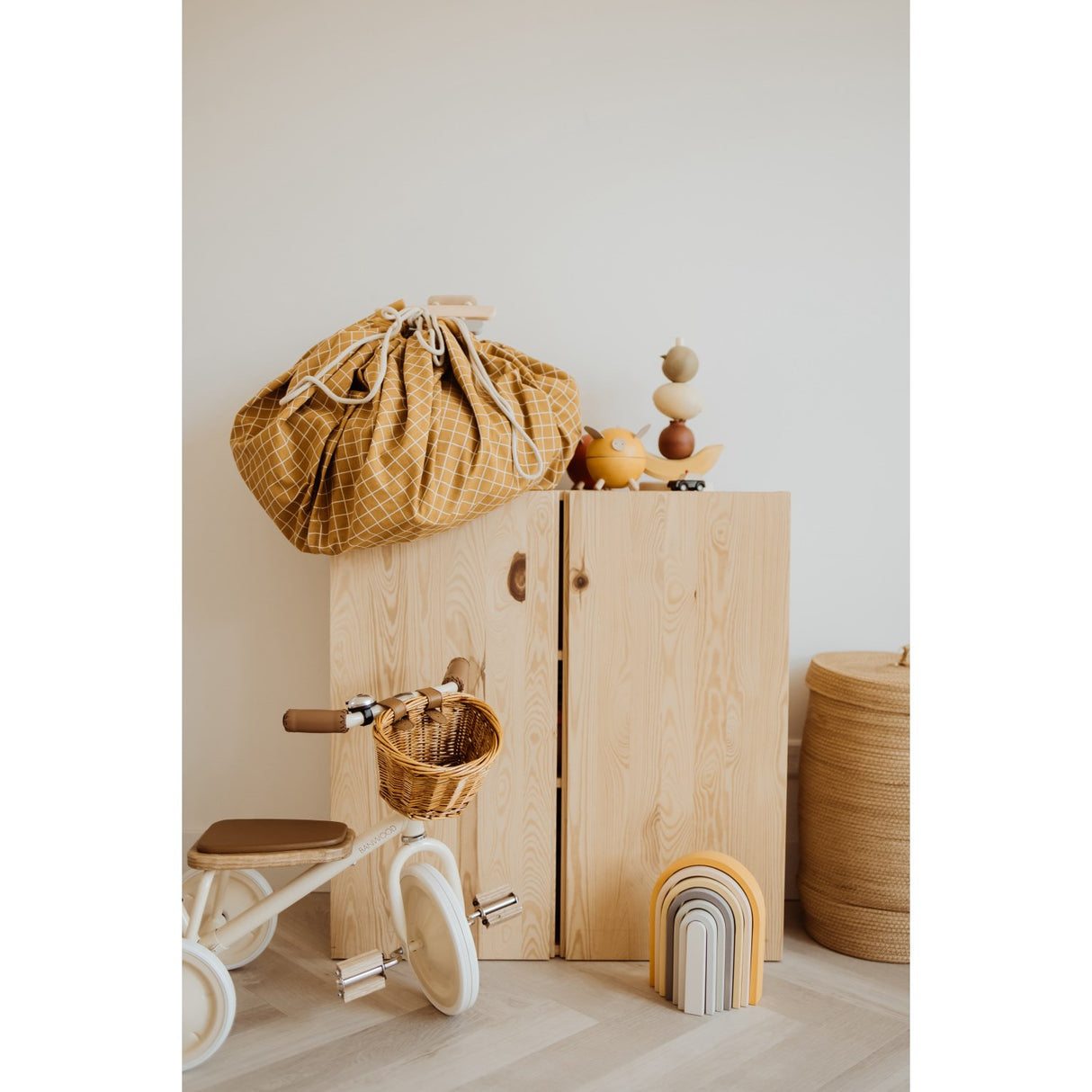 Play&Go Organic Grid Mustard 2-in-1 Lek Matta