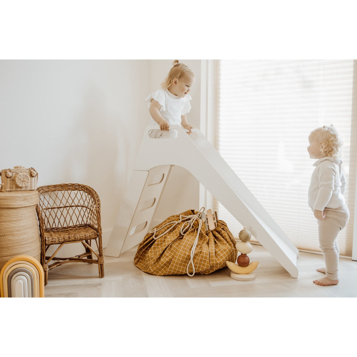 Play&Go Organic Grid Mustard 2-in-1 Lek Matta