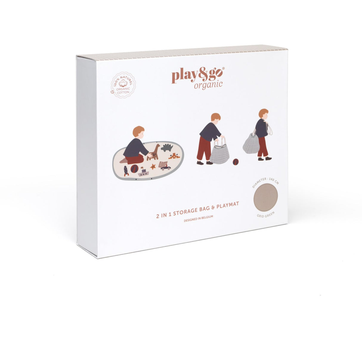 Play&Go Organic Grid Mustard 2-in-1 Lek Matta