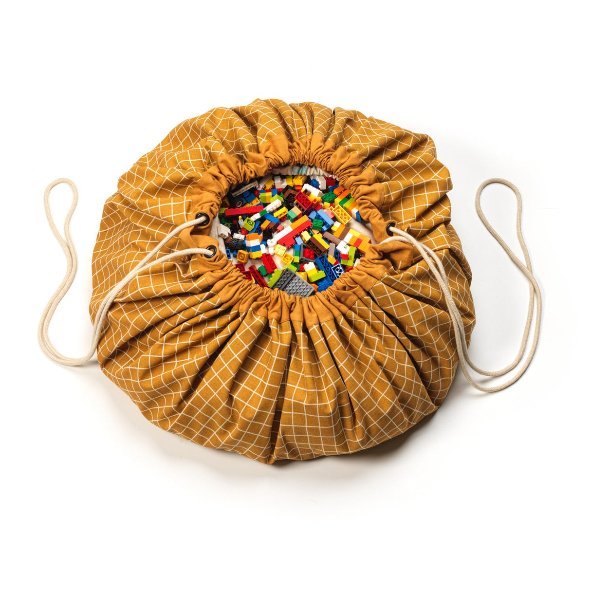 Play&Go Organic Grid Mustard 2-in-1 Lek Matta