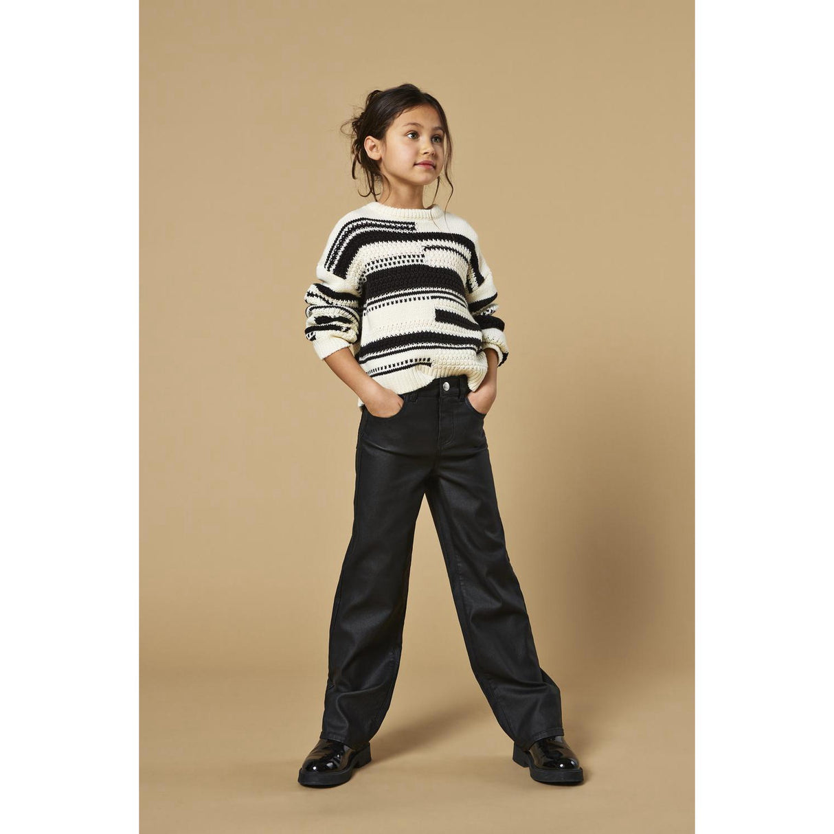 kids ONLY Black Juicy-Nya Wide Coated Byxor