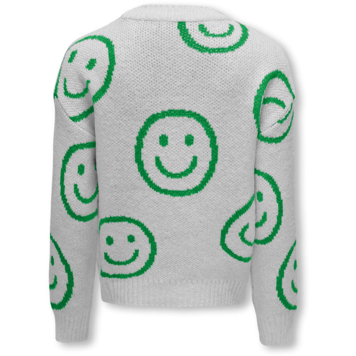 kids ONLY Light Grey Melange Island Green Happy Smiley Happie Pullover Stickad Blus