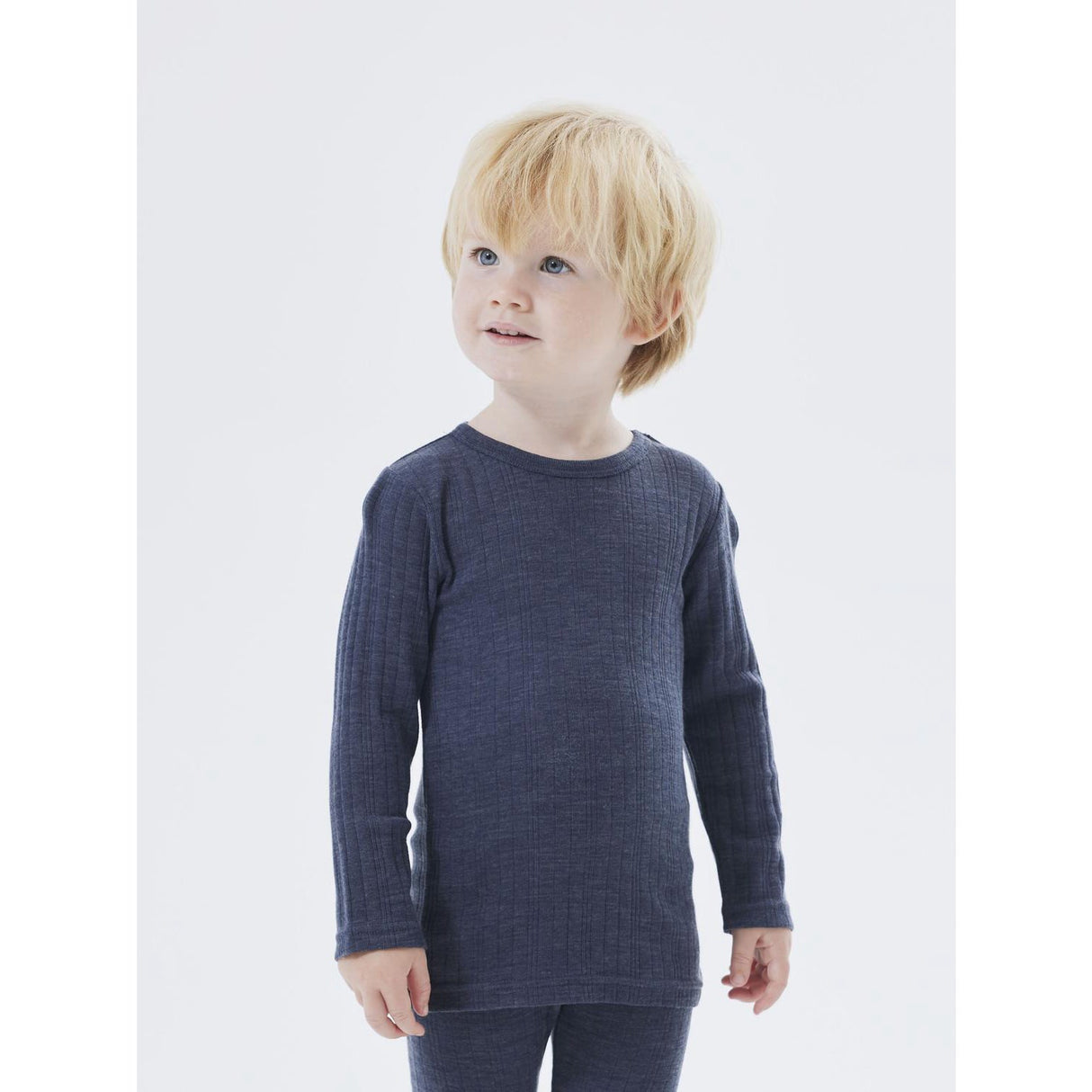 Name It Ombre Blue Wang Ull Needle Blus Solid Noos