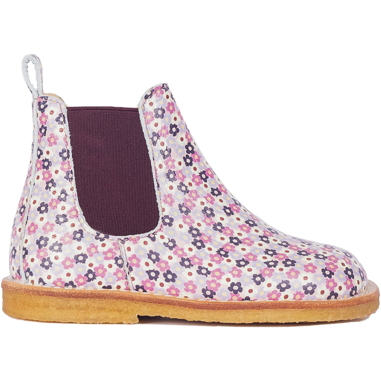 Angulus Heather Flowers/Bordeaux Classic Chelsea Boot med Resår och Dragkedja