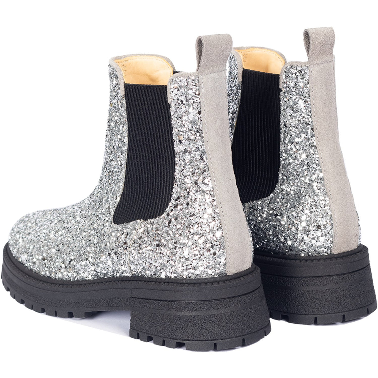 Angulus Silver Glitter/Gray/Black Glitter Chelsea Stövlar På Trackål