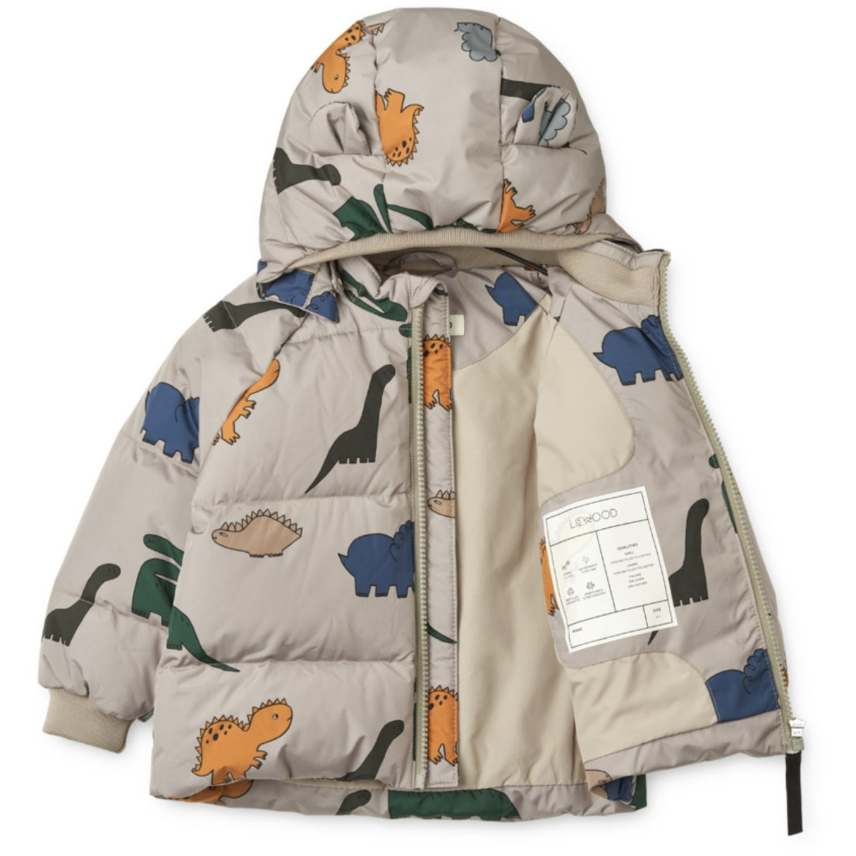 LIEWOOD Dinosaurs / Mist Polle Down Puffer Dunjacka