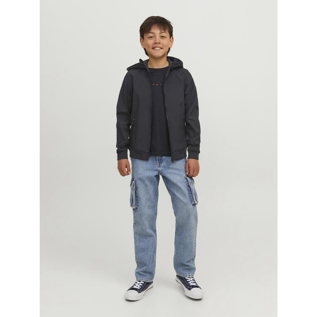 Jack & Jones Junior Svart Basic Softshelljacka med huva Noos