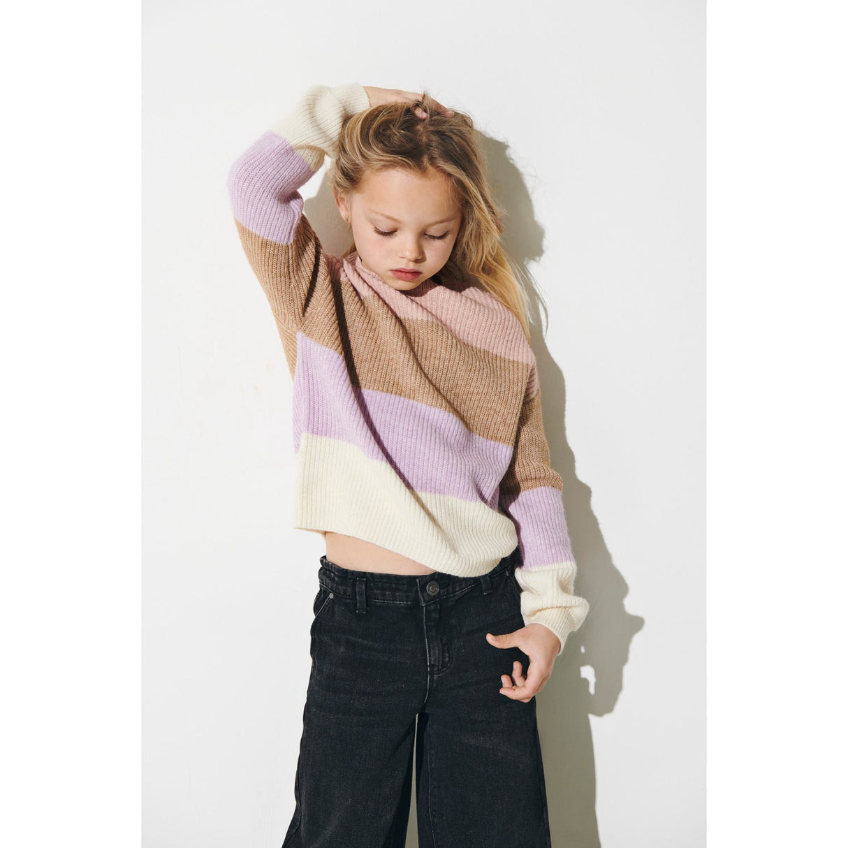 barn ONLY Sepia Rose Sandy Stripe Stickad Blus Noos