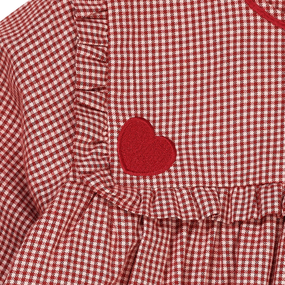 Copenhagen Colors x Luksusbaby Red Check Combi Check Klänning M. Hjärta Emb.