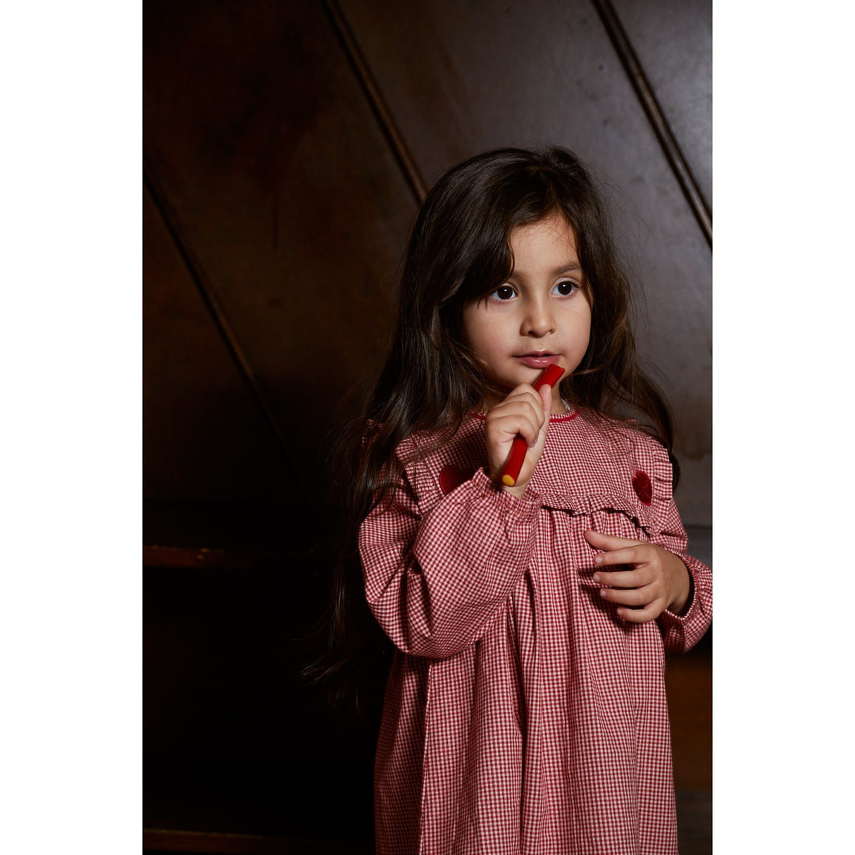 Copenhagen Colors x Luksusbaby Red Check Combi Check Klänning M. Hjärta Emb.